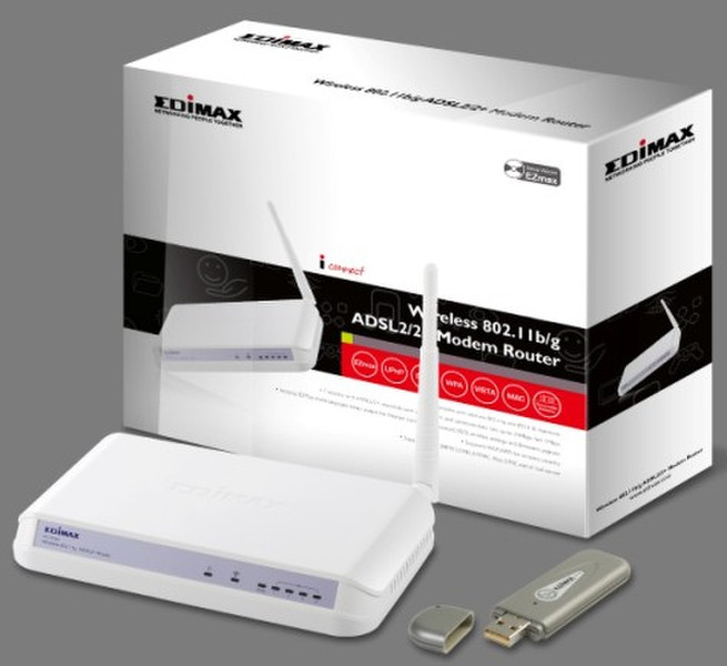 Edimax Wireless 802.11 b/g ADSL Modem Router + Wireless 802.11b/g Turbo Mode USB2.0 Adapter wireless router