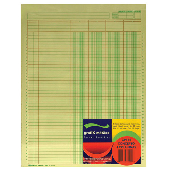grafiX Green GM86 accounting form/book