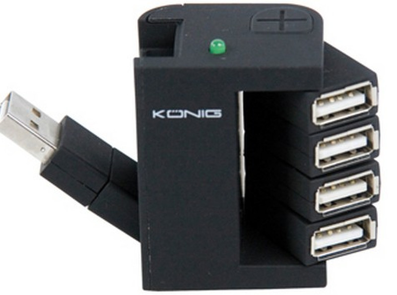 König CMP-USB2HUB14 480Мбит/с Черный хаб-разветвитель