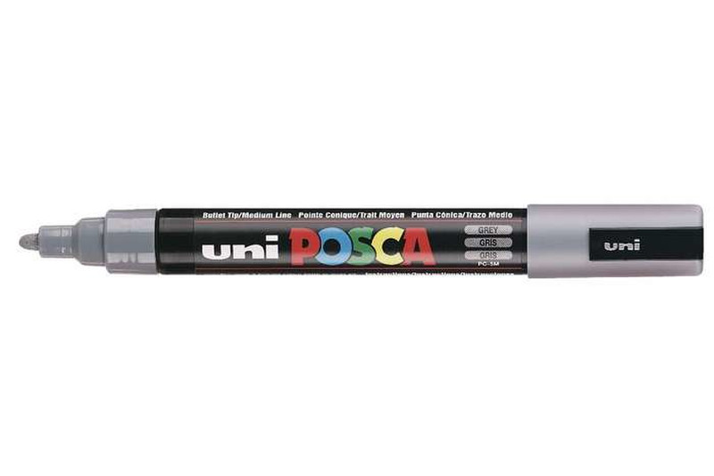 Uni-Ball uni POSCA PC-5M Пулевидный наконечник Серый 1шт маркер