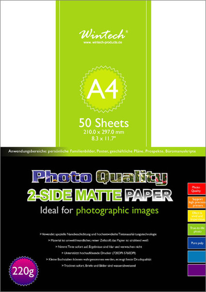 Wintech DM-200-A4 A4 Matte White photo paper