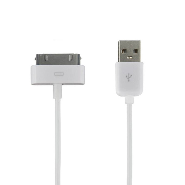 4World 07933 1m USB A Apple 30-p Weiß