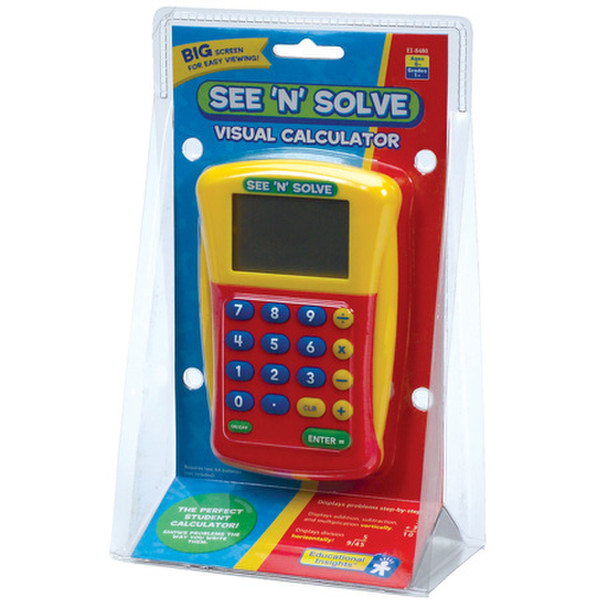 Learning Resources See 'N' Solve Visual Pocket Basic calculator Blue,Red,Yellow