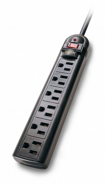 GoldX GXS-702R 6AC outlet(s) 125V Black surge protector