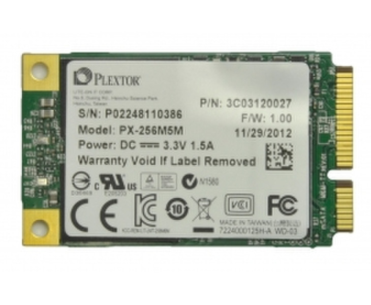 Plextor 128GB, JEDEC MO-300 mSATA Mini-SATA