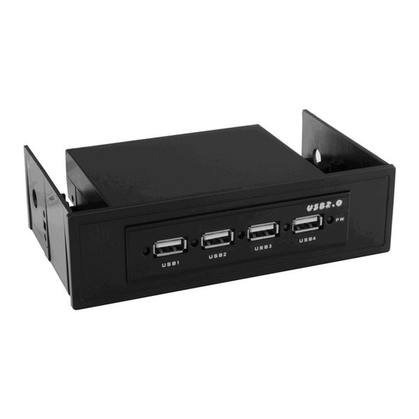 Value Internal USB 2.0 Hub, for Type 3.5/5.25 Bay, 4 Ports, black