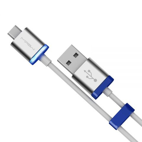 MiPow GlowSync 0.2m USB A Micro-USB B Blau, Weiß