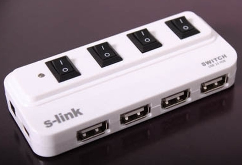 S-Link SL-250 480Мбит/с Черный, Белый хаб-разветвитель