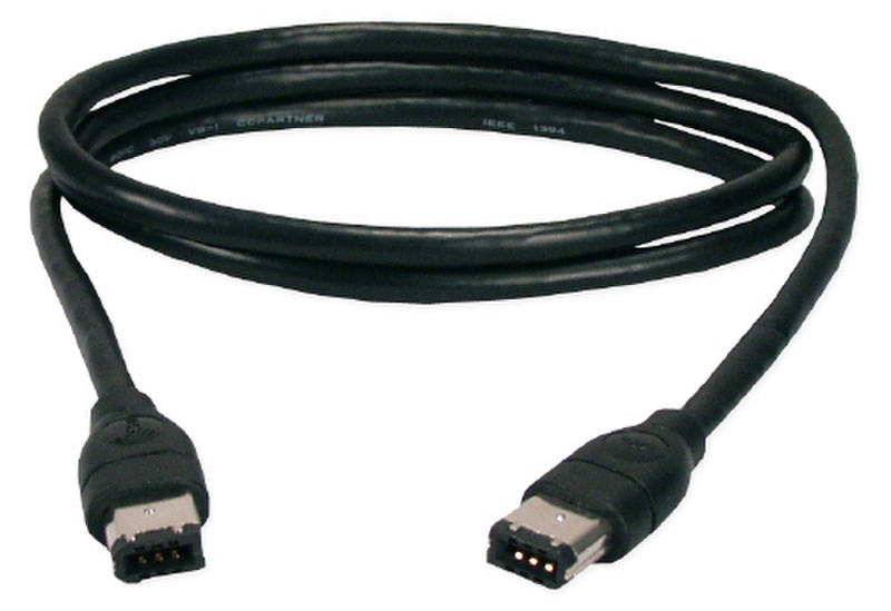 QVS 0.91m, 6Pin, m/m 0.91м 6-p 6-p Черный FireWire кабель