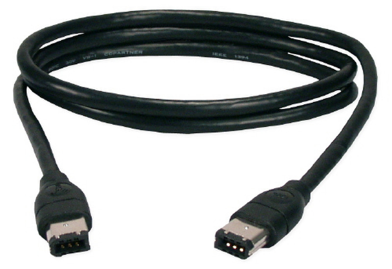 QVS 4.57m, 6Pin, m/m 4.57м 6-p 6-p Черный FireWire кабель