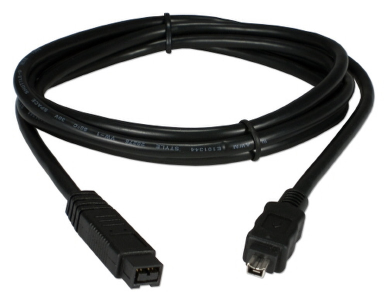 QVS 1.82m FireWire 800 1.82m 9-p 4-p Schwarz Firewire-Kabel