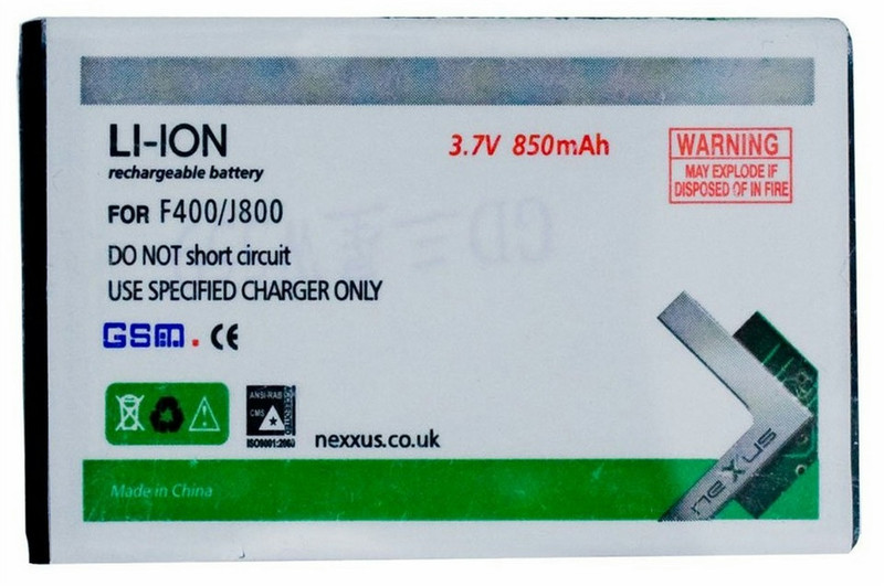Nexxus 5051495101999 Lithium-Ion 850mAh 3.7V rechargeable battery