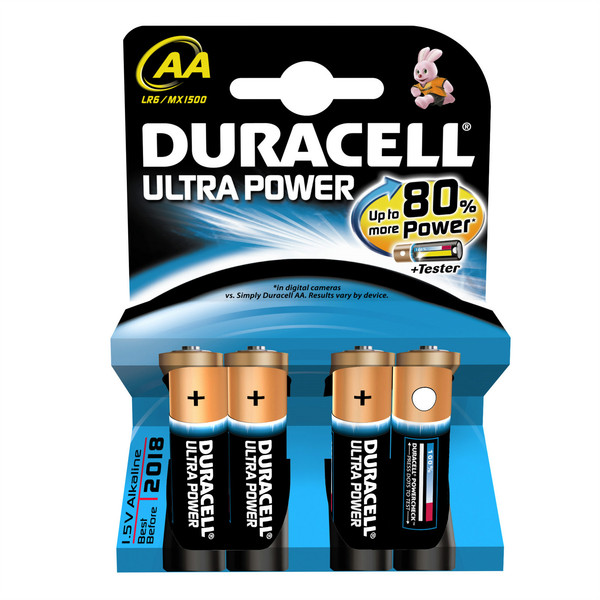 Duracell AA Ultra Power (4pcs) Щелочной 1.5В батарейки