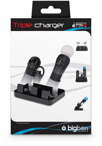 Bigben Interactive Move Tri-Charger, PS3 Для помещений Черный
