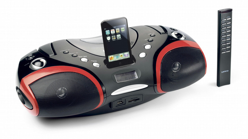 Lenco Stereo radio w/ CD player / iPod docking station Portable CD player Черный