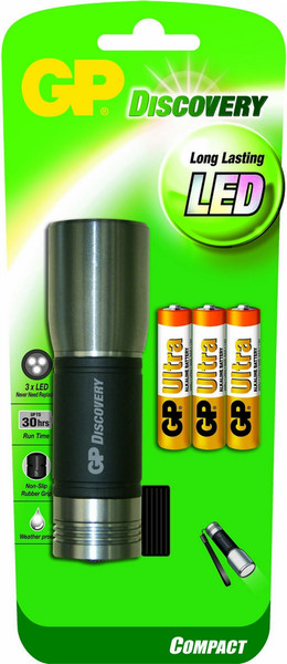 GP Batteries 260LC203C3 Hand flashlight LED Black,Stainless steel flashlight
