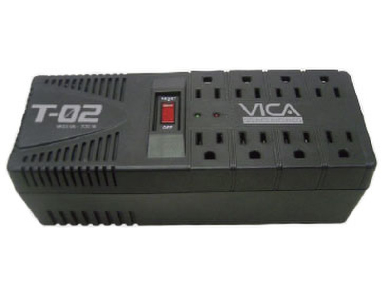 Vica T-02 8AC outlet(s) 127V Black voltage regulator