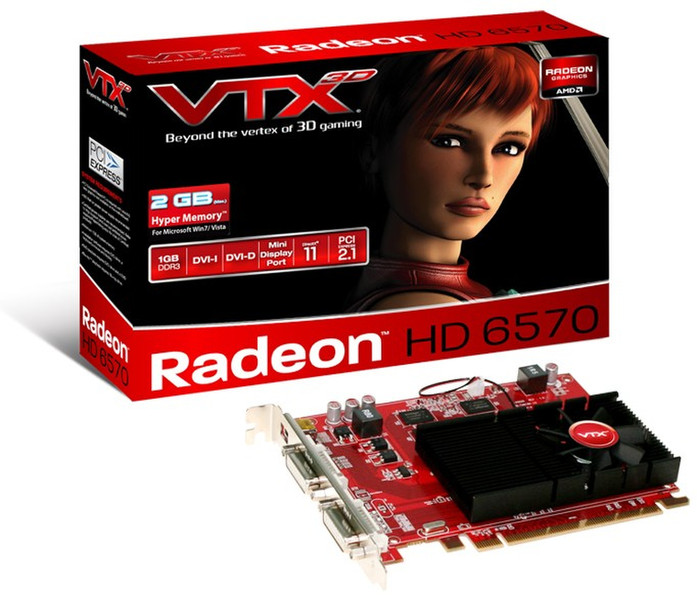 VTX3D VX6570 1GBK3-D Radeon HD6570 1GB GDDR3 graphics card