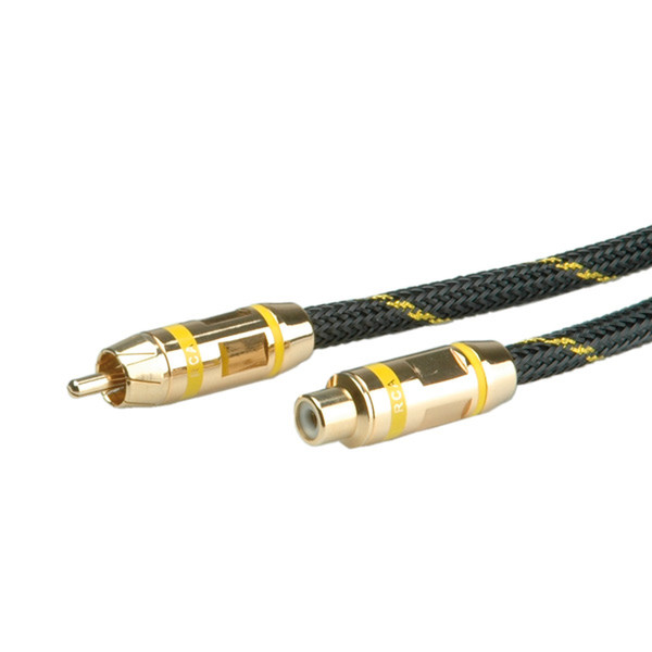 ROLINE GOLD Cinch-Verlängerungskabel simplex Stecker / Buchse, gelb 2,5m