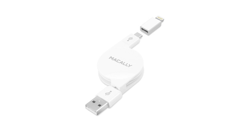 Macally MDUALSYNCL Lightning USB Белый дата-кабель мобильных телефонов