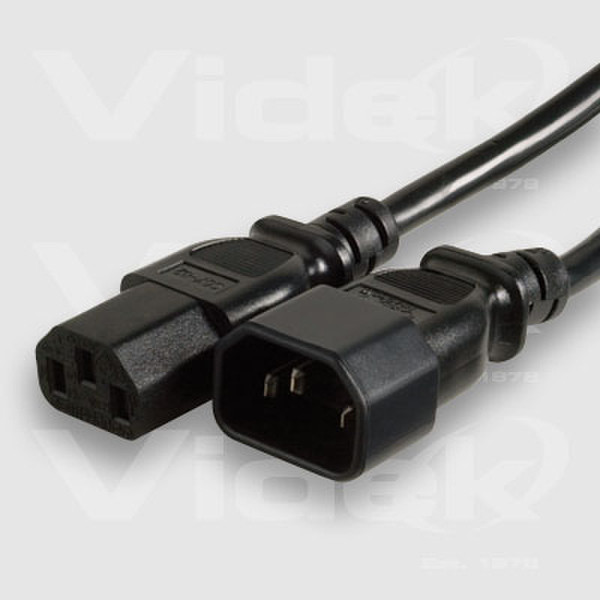 Videk IEC M to IEC F Mains Power Cable 0.5m 0.5m Black power cable