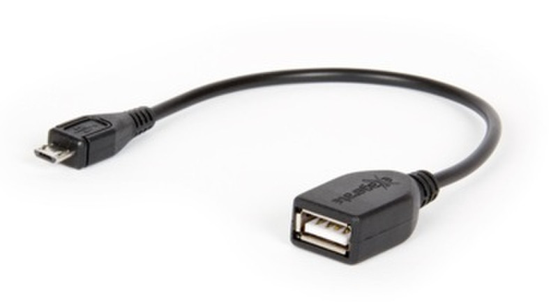 Hamlet micro USB-USB M-F 0.15m 0.15m Micro-USB A USB A Black USB cable