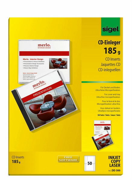 Sigel DD300 White Non-adhesive printer label printer label