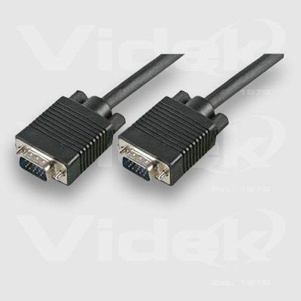 Videk SVGA M to M Black Coax Monitor Cable 3m 3m SVGA Male SVGA Male Black coaxial cable