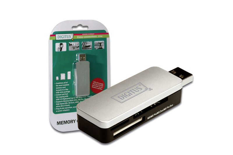 Digitus USB2.0 multi card reader USB 2.0 Серый устройство для чтения карт флэш-памяти