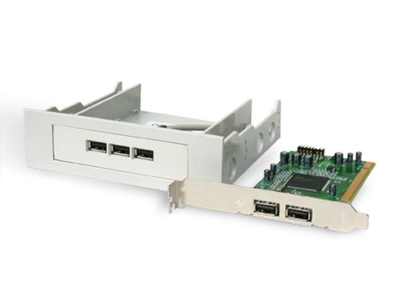 Hamlet HUSB2FR514 USB 2.0 Front Bay (3 Ports) and Rear Bay (2 ports) 480Mbit/s White interface hub