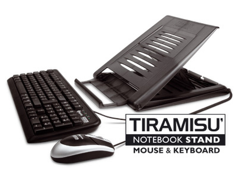 Hamlet XTMS100KM Tiramisù Notebook stand with keyboard and mouse Black