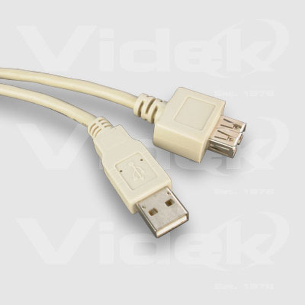 Videk USB A Male to A Female Passive Extension Cable, Beige, 2m 2м USB A USB A Бежевый кабель USB