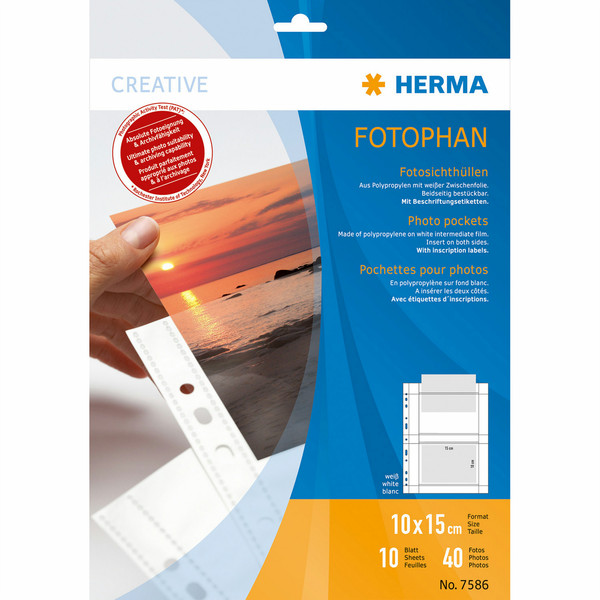 HERMA Fotophan transparent photo pockets 10x15 cm landscape white 10 pcs. sheet protector
