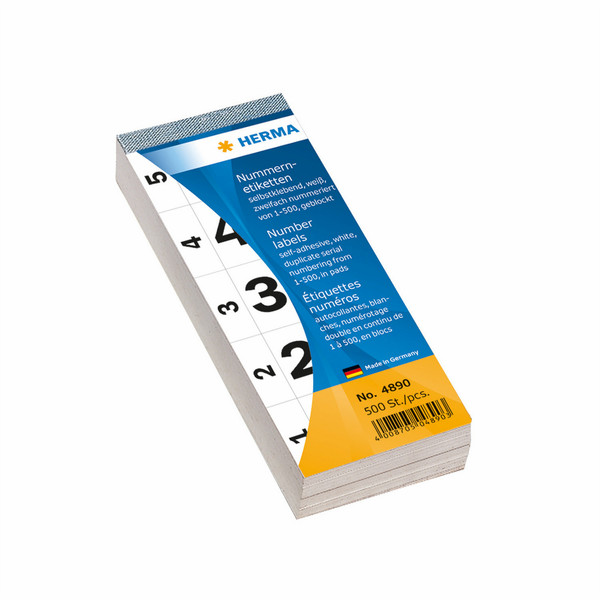 HERMA Number blocks self-adhesive white 28x56 mm 1-500 self-adhesive label