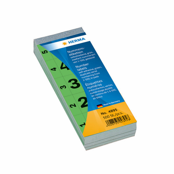 HERMA Number blocks self-adhesive green 28x56 mm 1-500 self-adhesive label