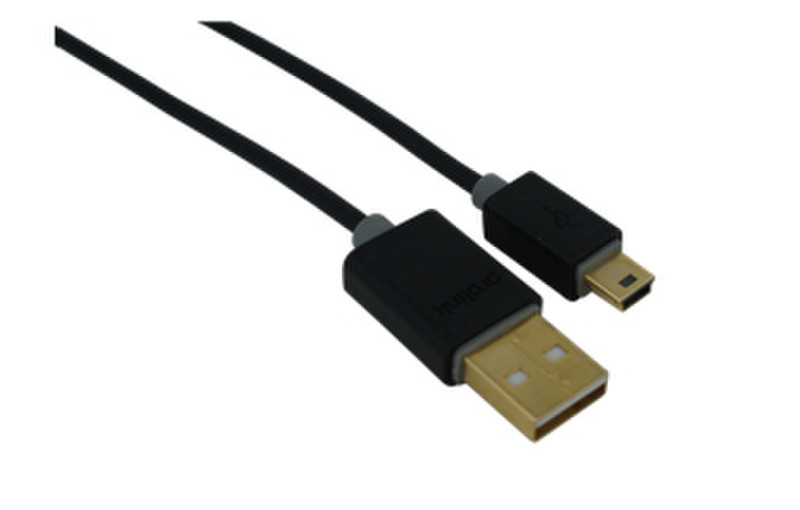 PROLINK USB A - USB mini B, 1.5m 1.5m USB A Mini-USB B Black,Grey