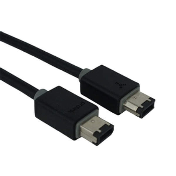 PROLINK IEEE 1394a 6pin - IEEE 1394a 6pin, 2m 2m 6-p 6-p Schwarz Firewire-Kabel