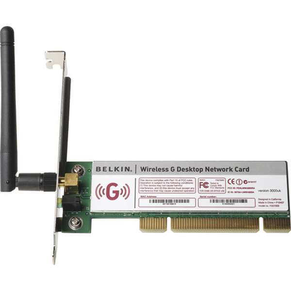 Belkin Wireless G Desktop Card Internal 54Mbit/s networking card