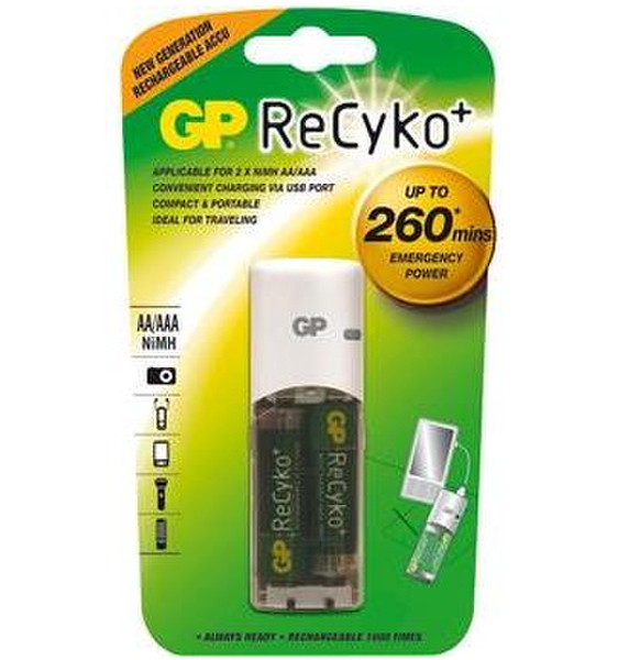 GP Batteries ReCyko+ 1604368000 Auto/Indoor Black battery charger