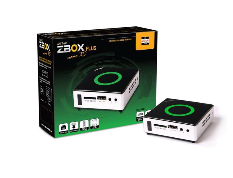 Zotac ZBOX nano XS AD13 PLUS 1.7GHz E2-1800 USFF Schwarz, Weiß