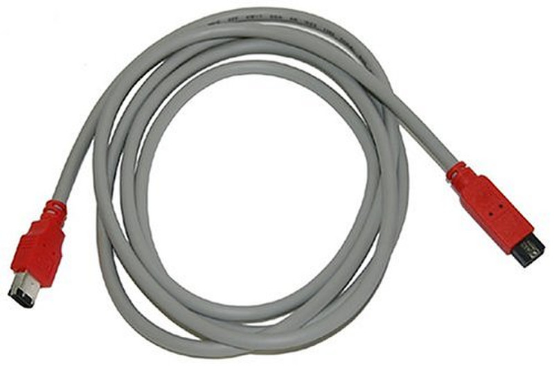 Unibrain 1633 2m 9-p 6-p Grey,Red firewire cable
