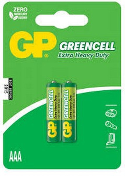 GP Batteries Greencell 2x AAA Zinc Carbon Угольно-цинковой 1.5В