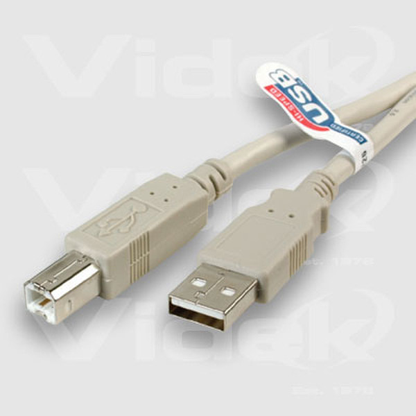 Videk USB 2.0 Certified High Speed A to B Cable 0.5m 0.5м USB A USB B Бежевый кабель USB