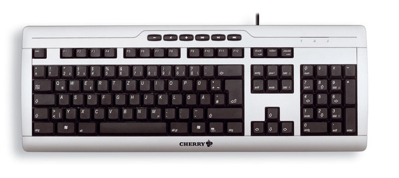 Cherry STREAM XT USB + PS/2 QWERTZ Немецкий Черный, Cеребряный клавиатура