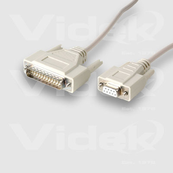 Videk DB9F to DB25M Serial Printer Cable 2Mtr 2м Бежевый кабель для принтера