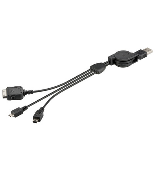 Wentronic USB 3 in 1 0.75m USB A Micro-USB B/Mini-USB/Apple Black mobile phone cable