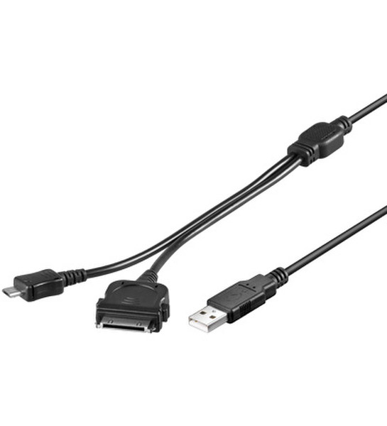 Wentronic USB 2 in 1 0.88м USB Micro-USB/Apple Черный дата-кабель мобильных телефонов