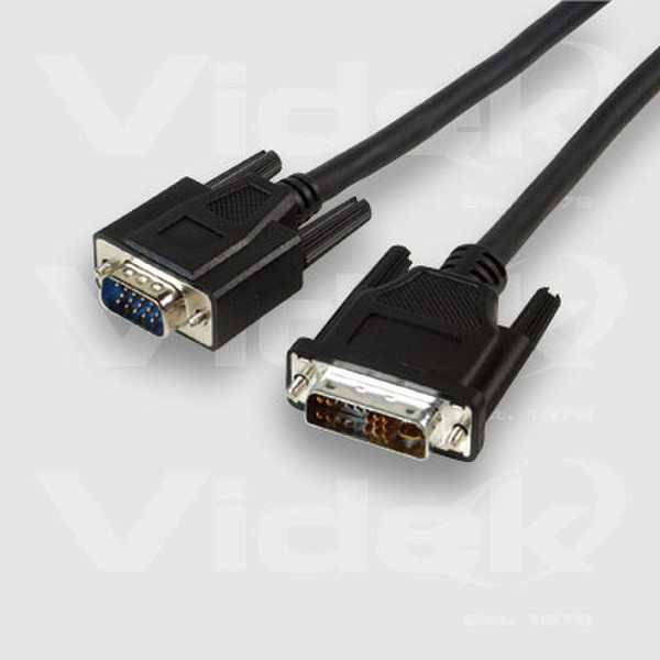 Videk DVI M to HDD DB15M Analogue Monitor Cable 1m 1m VGA (D-Sub) Schwarz