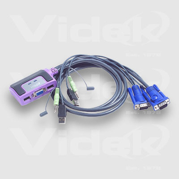 Videk CS62U 2 Port Mini USB KVM+Audio Switch Tastatur/Video/Maus (KVM)-Switch