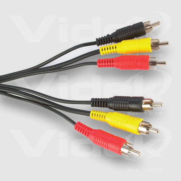 Videk Multi Headed Phono to Phono Cable 25m 25m Schwarz Composite-Video-Kabel